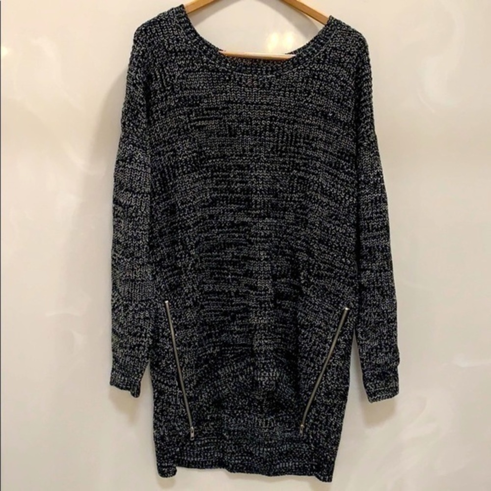 Zippered High Low Sweater